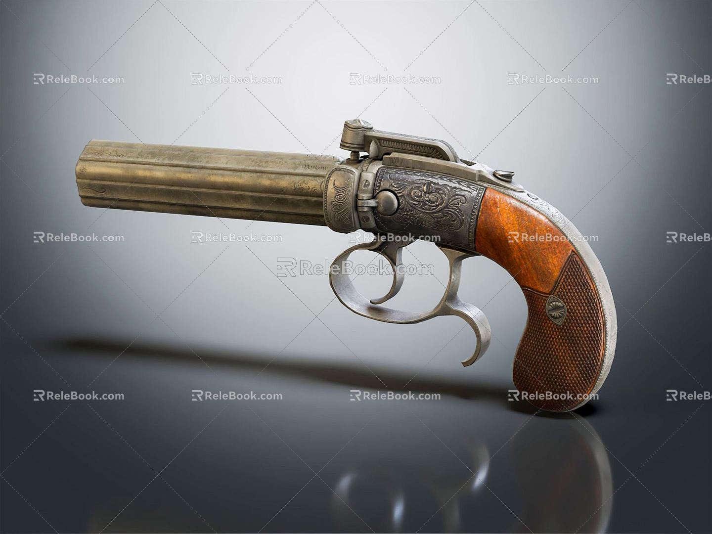 Vintage musket pistol 3d model