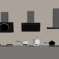 Modern Kitchen Hoods In Various Designs With Stove And Cooking Pots