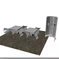 Silver Industrial Metal Components With Cylindrical Structure And Base Brackets