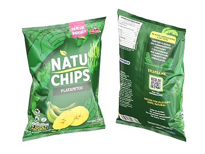 NATU CHIPS Plantain Chips Natural Crunchy Healthy Delicious Snack Green Packaging 3d model