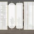 Modern Room Dividers With Golden Metal Frame Grid Pattern And Green Plants