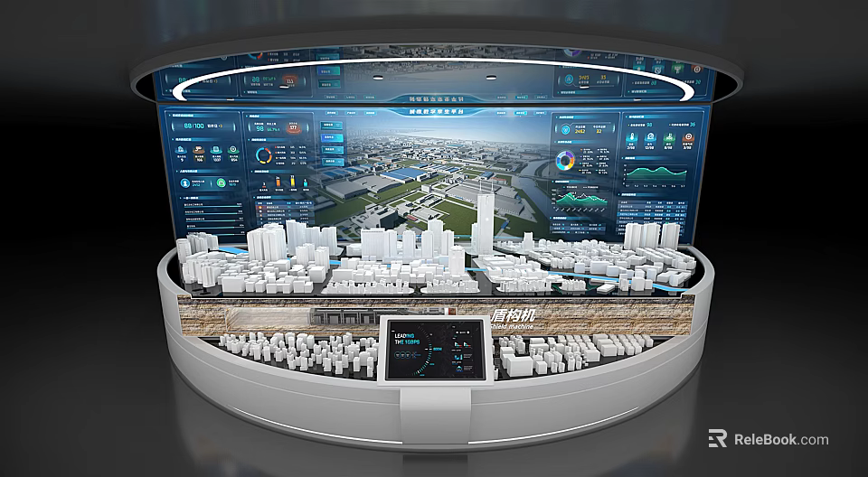 Smart Commercial Equipment With 3D City Model And Interactive Data Visualization Displays 3d model 