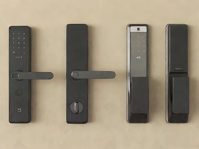 Black Smart Door Locks With Different Electronic Keypad And Handle Designs 3d model