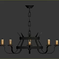 Vintage Iron Chandelier With Wheel Design And Multiple Candle Shaped Lights