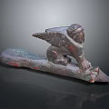 Winged Human Bronze Sculpture With Crouching Pose Ancient Texture And Elongated Base