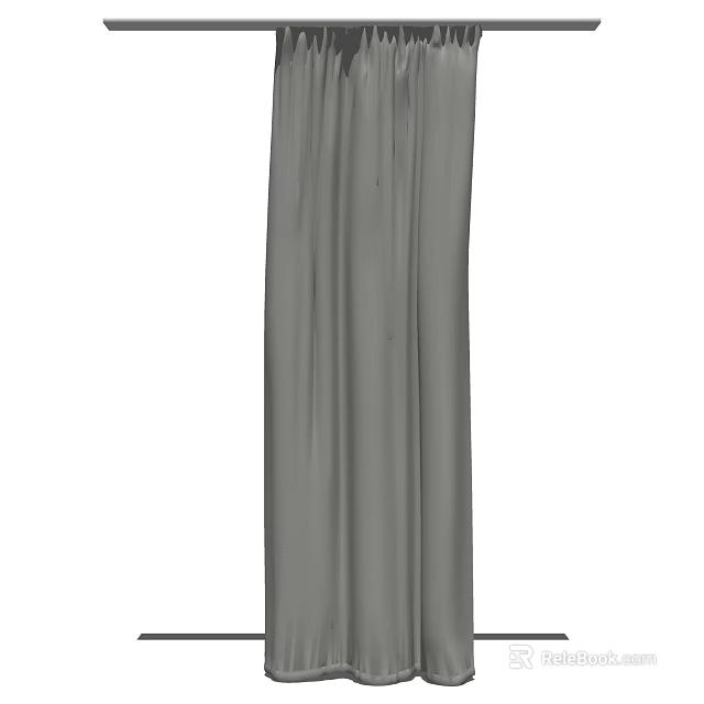 Modern Gray Curtains With Smooth Draped Fabric For Home Window Decoration 3d model 