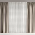 Modern Curtains With Flowing Sheer Middle And Textured Side Panels In Beige And White