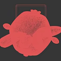 Blue Plush Toy with Big Ears Large Eyes and Pink Nose sitting on Red Cube