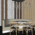 Hotpot Restaurant Interior Design With Wooden Tables Colorful Carpet And Indoor Plants