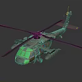 Military Style Helicopter with Green Tinted Windows Gray Body and Large Rotors on Dark Background