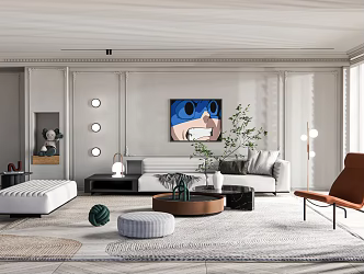 Jane European living room home living room 3d model