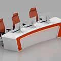 Modern Control Console Workstation With Multiple Monitors And Ergonomic Office Chairs 3d model