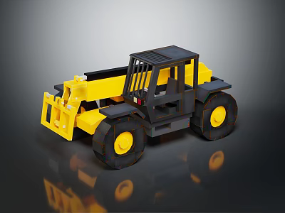 Yellow and Black Forklift Industrial Vehicle 3D Model with Detailed Design Render 3d model