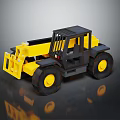 Yellow and Black Forklift Industrial Vehicle 3D Model with Detailed Design Render