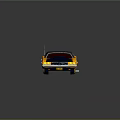 Yellow and Blue Classic Muscle Car with Red Windows and Striped Body
