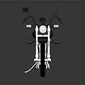Classic Black and White Motorcycle with White Seat and Silver Frame on Shiny Floor