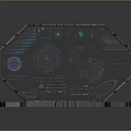 Octagonal Shaped Futuristic Laptop With Colorful Keyboard And Holographic Display Screens