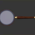 Classic Magnifying Glass With Red Wooden Handle Blue Lens And Gold Accents