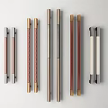 Different Designed Door Handles Showcased On Red Background With Various Styles
