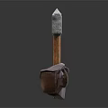 Handcrafted Stone Head Axe With Wooden Handle Small Knife And Leather Pouch