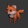 Cute 3D Fox Character With Orange Fur White Chest And Big Eyes