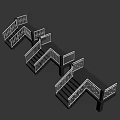 Modern Staircase Design With Angled Flights White Railings And Dark Treads