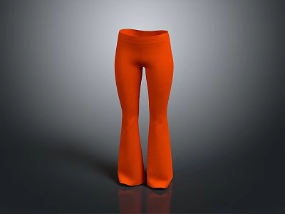 Trendy Orange Flared Pants with Comfortable Fabric for Daily Casual Use 3d model