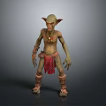 Goblin Creature 3D Model With Green Skin Pointed Ears Red Loincloth And Strapped Boots