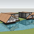 Floating Waterfront Villa With Wooden Triangular Roof And Scenic Terrace
