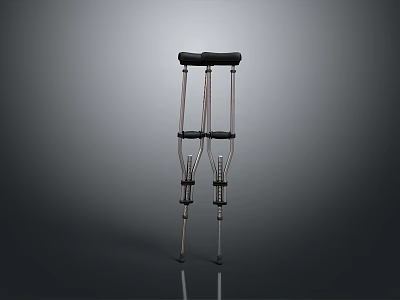 Adjustable Aluminum Medical Crutches With Black Handle And Stable Base 3d model