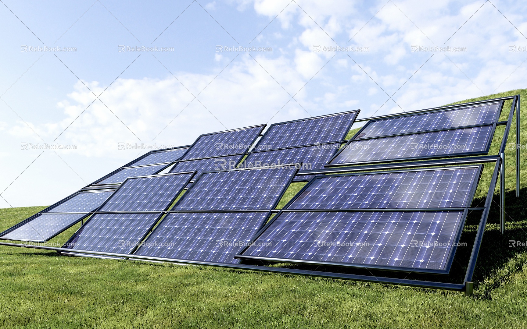 Modern solar panel photovoltaic panel 3d model