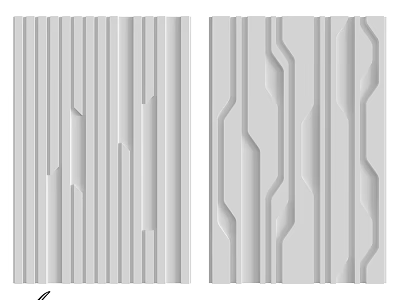 Modern Textured Wall Interior Design With Vertical Stripes And Wavy Patterns 3d model