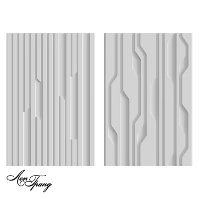 Modern Textured Wall Interior Design With Vertical Stripes And Wavy Patterns 3d model