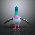 Colorful Pigeon 3D Model with Blue Head Green Neck Pink Chest and White Body