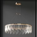 Elegant Modern Circular Chandelier With Brass Frame And Crystal Glass Pendants For Interior Design
