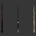 Three Magic Wands Display Different Wooden Designs Brown Black And Light Handles