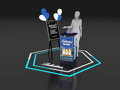 Budweiser Commercial Display Equipment With Mannequin Neon Light Stand And Blackboard Sign 3d model