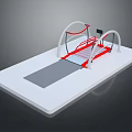 Home Fitness Equipment With Red White Arched Frames Black Display And Pedal Track