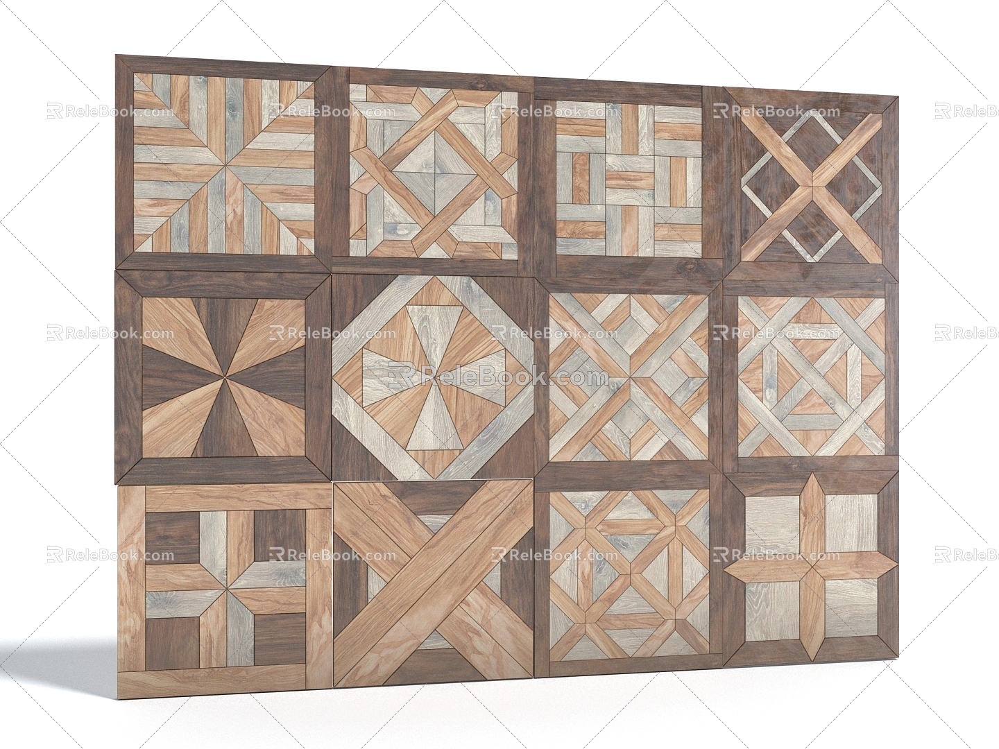 Style Decorative Wall Decorative Floor Tile Wood Pattern Tile Floor Jewelry Background Wall 3d model