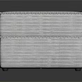 Modern Minimalist Light Gray Square Ottoman With Fabric Upholstery And Stitching Details
