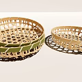 Natural Handwoven Bamboo Baskets Three Stacked And One Separate Decorative Storage Containers