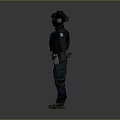 Man In Tactical Vest And Helmet With Gray Uniform And Tactical Gear