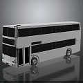 White Modern Double Decker Bus With Large Windows On Reflective Surface 3d model