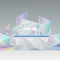 Modern Stage Design with Iridescent Geometric Panels and MAX Display Elements 3d model