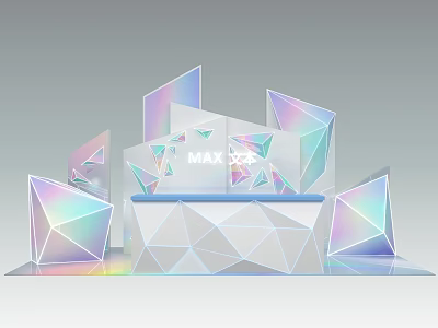 Modern Stage Design with Iridescent Geometric Panels and MAX Display Elements 3d model