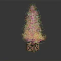 Ornamental Christmas Tree Decorated With White Lights On Square Geometric Base