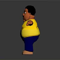 Game And Movie Character With Black Short Hair Yellow T-shirt Blue Pants Outstretched Arms