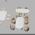 Modern Kids Table Set with White Tabletop and Comfortable Backrest Chairs 3d model