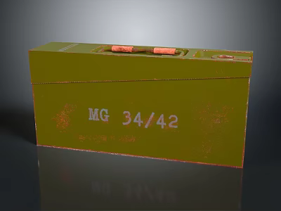 Green Vintage Storage Box With Orange Handles And MG 3442 Label For Home Storage 3d model