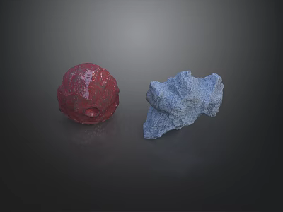 Red And Blue Rockery Stones With Rough Textured Surface And Irregular Shape Design 3d model